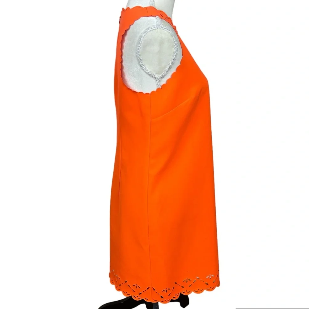 J. Crew bright orange shift dress laser cut